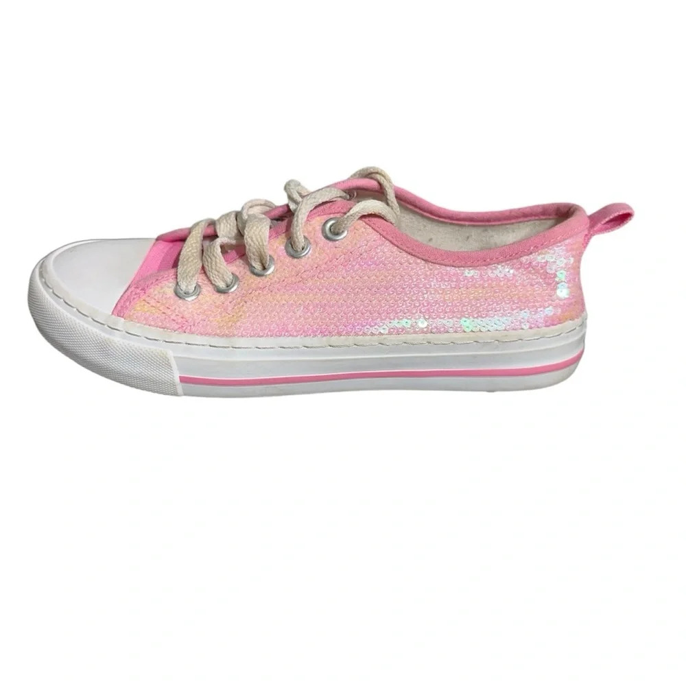 Toandon Girls Sneakers, Pink Glitter Sequins, Size 2